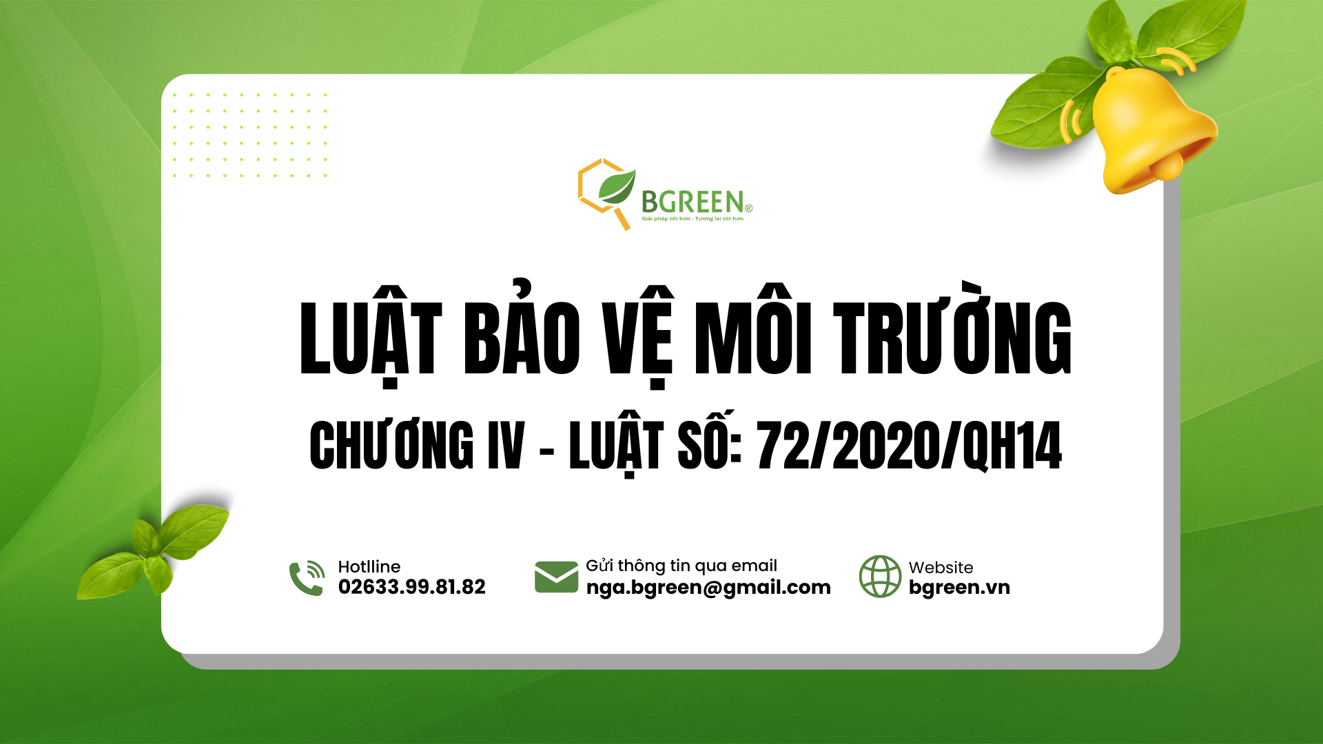 Chương IV – Luật số: 72/2020/QH14 – Luật Bảo vệ môi trường